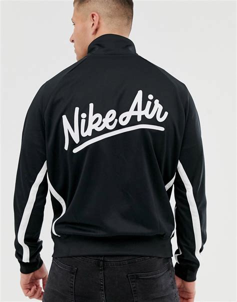 nike schwarze trainingsjacke mit kontrastierenden streifen und logo|Schwarz Trainingsanzugsjacken (17) .